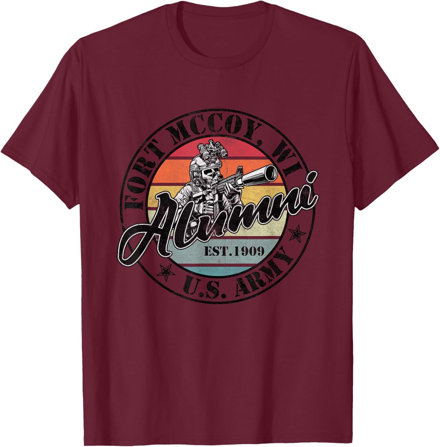 Fort McCoy Alumni Wisconsin WI Military Base Gifts T-Shirt - T-Shirt | Maroon