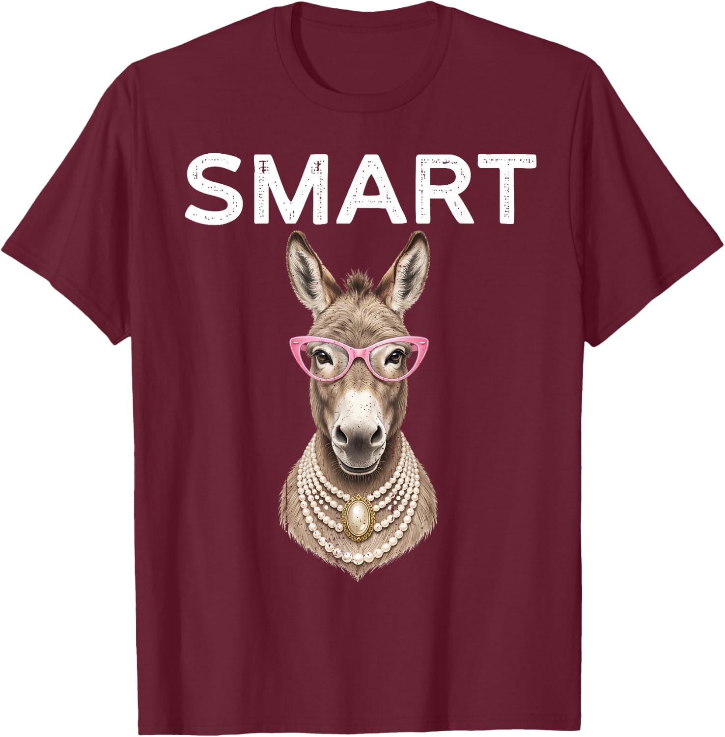 Smart Donkey with Glasses Shirt Funny Meme Smart Donkey Ass T-Shirt - T-Shirt | Maroon