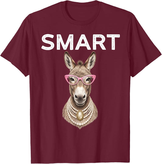 Smart Donkey with Glasses Shirt Funny Meme Smart Donkey Ass T-Shirt - T-Shirt | Maroon