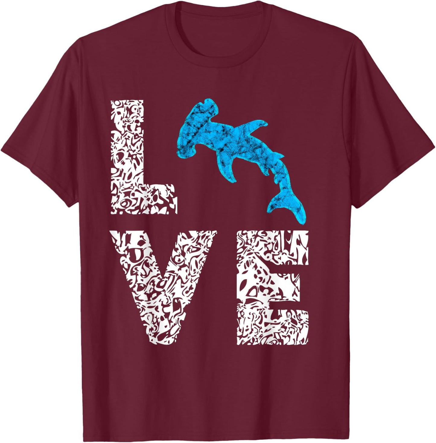 Sphyrna Hammerhead Shark Love Ocean Sea Life Fish T-Shirt - T-Shirt | Maroon
