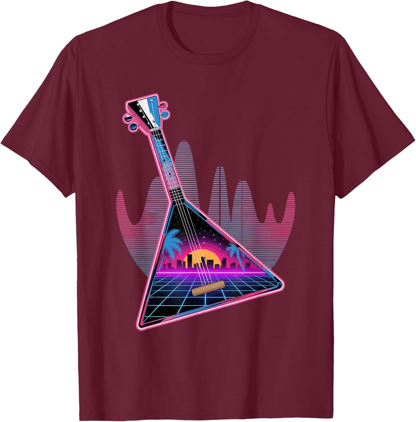 Retro Synthwave Balalaika T-Shirt - T-Shirt | Maroon