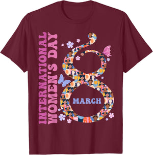 Women's International Women's Day 2023 8th March , black T-Shirt - T-Shirt | Maroon