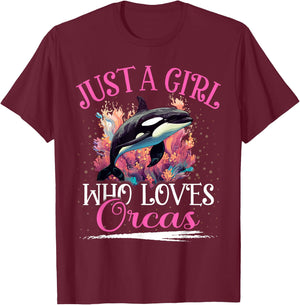 Just A Girl Who Loves Orca Girls T-Shirt - T-Shirt | Maroon