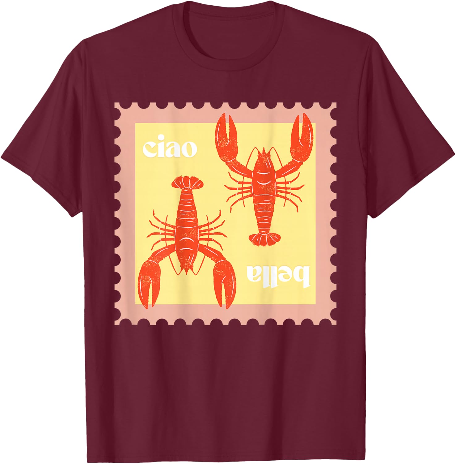 Lobster Hipster Design Summer Vibes T-Shirt - T-Shirt | Maroon