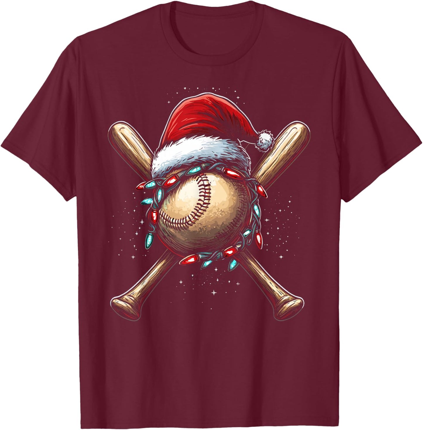Christmas Baseball Pajama Santa Boys Girls Kids Xmas T-Shirt - T-Shirt | Maroon