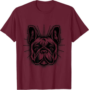 Französische Bulldogge Herren Damen Frenchie Hund T-Shirt - T-Shirt | Maroon
