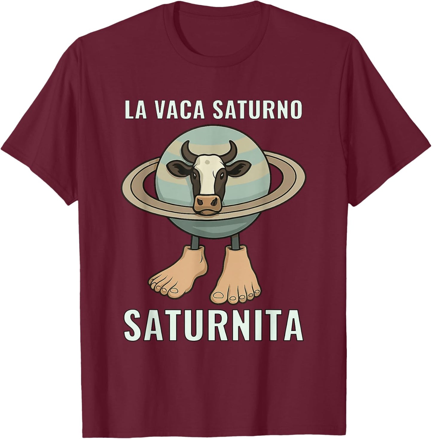 Saturnita Cow Planet Meme T-Shirt - T-Shirt | Maroon