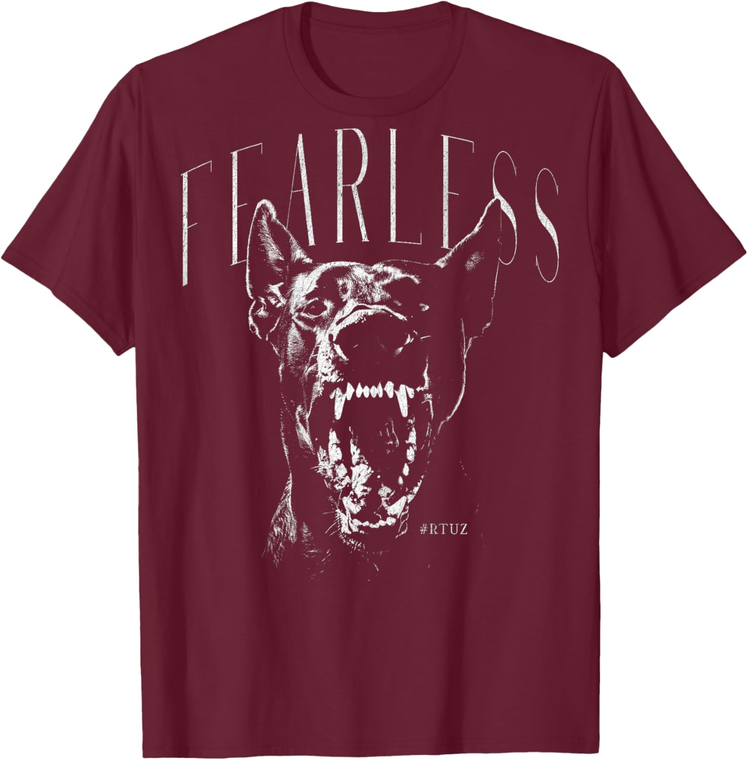 Backprint Streetwear Fashion Women's Men's Dog Doberman T-Shirt - T-Shirt | Maroon
