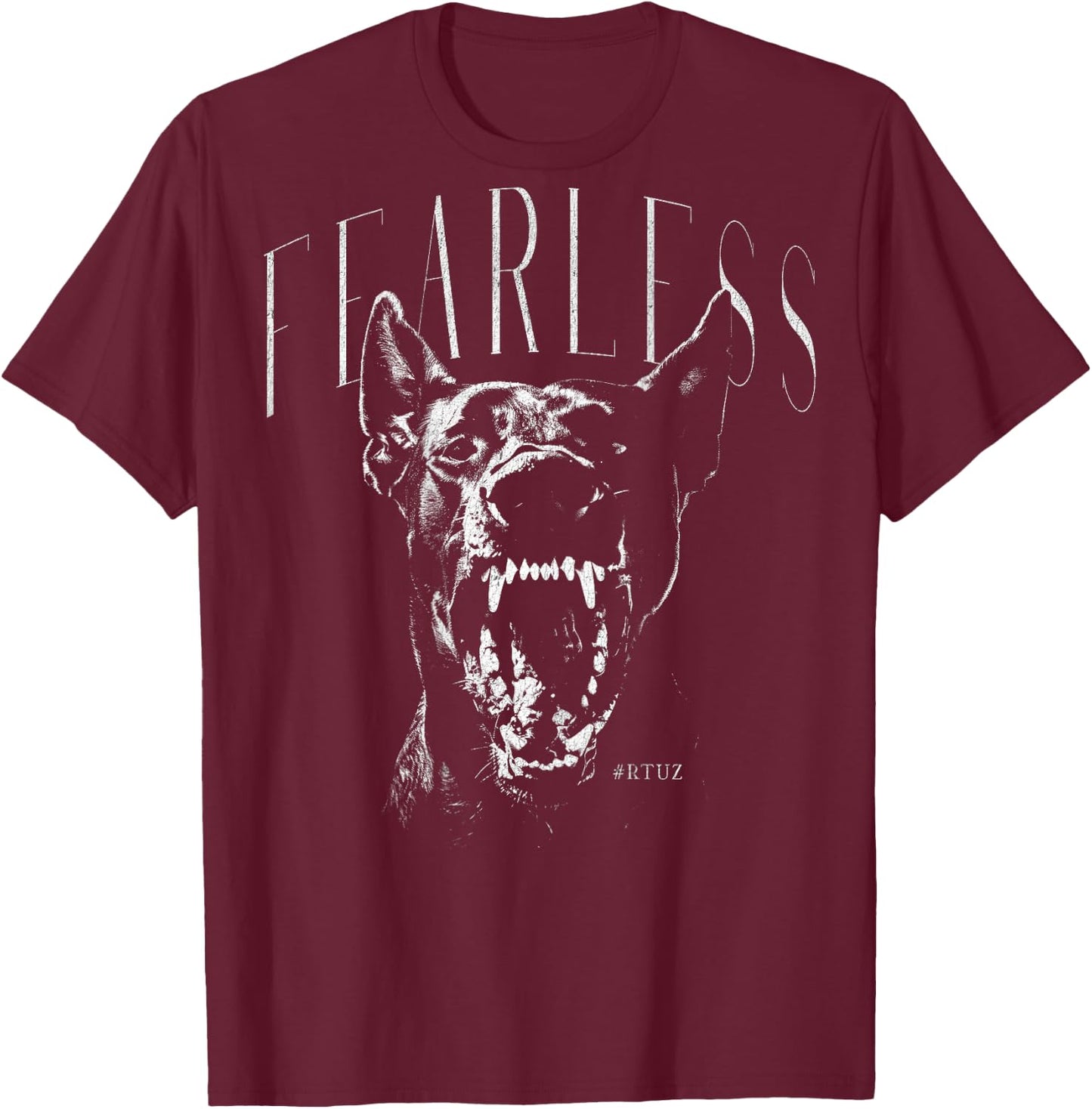 Back Print Streetwear Fashion Vintage Women Men Dog Doberman T-Shirt - T-Shirt | Maroon