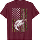 Fishing Camouflage American USA flag Fisherman T-Shirt - T-Shirt | Maroon