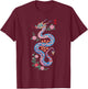 Chinese New Year Clothing Year Of The Snake 2025 -Adults Snake Black Small Classic Fit Short Sleeve Cotton, Polyester T-Shirt - T-Shirt | Maroon