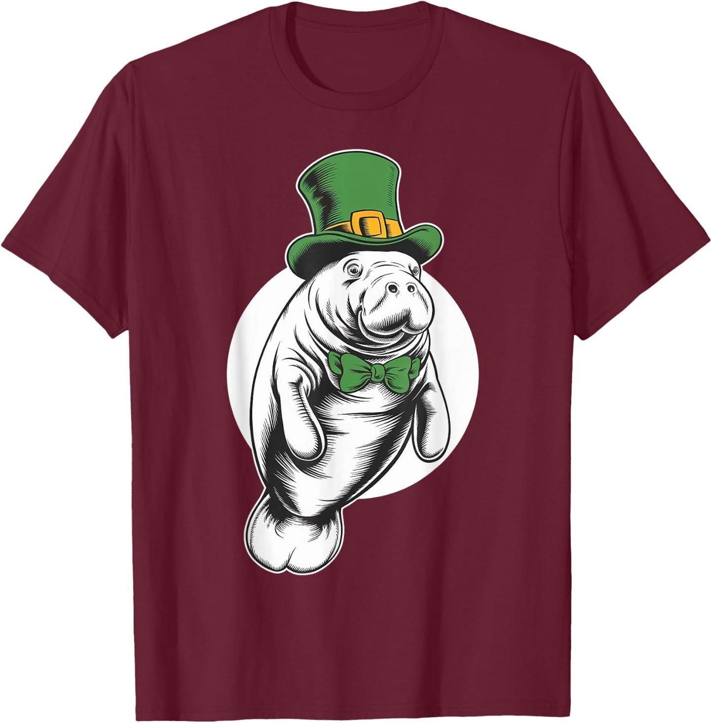 Green Manatee shamrock on St Patricks Day Manatee T-Shirt - T-Shirt | Maroon