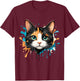 Motif Visage de Chat Splash Drip Pet Lover Kitten Parent Style Mignon T-Shirt - T-Shirt | Maroon
