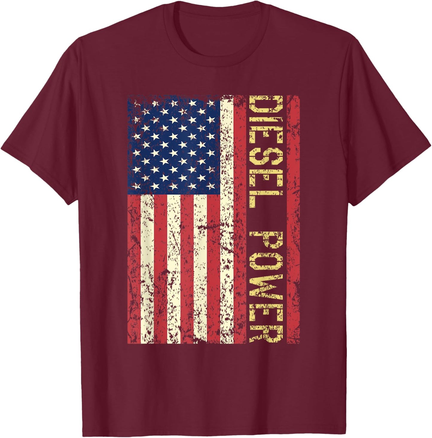 Vintage USA Flag Diesel Power Patriotic Truck Turbo Mechanic T-Shirt - T-Shirt | Maroon