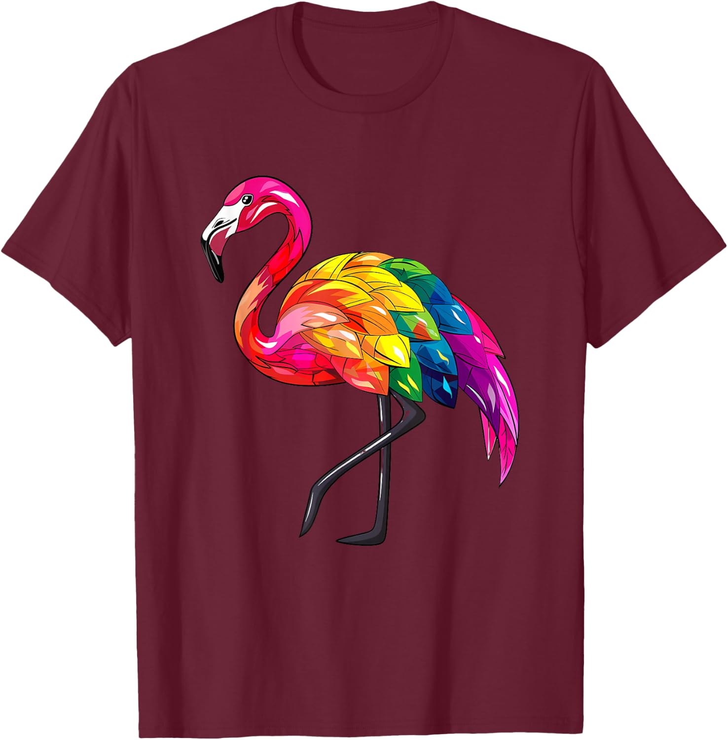 LGBT Flamingo LGBTQ Lesbian Pride Rainbow Gay Pride Month T-Shirt - T-Shirt | Maroon