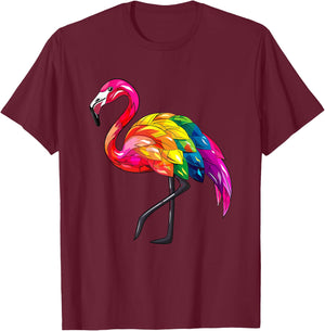 LGBT Flamingo LGBTQ Lesbian Pride Rainbow Gay Pride Month T-Shirt - T-Shirt | Maroon