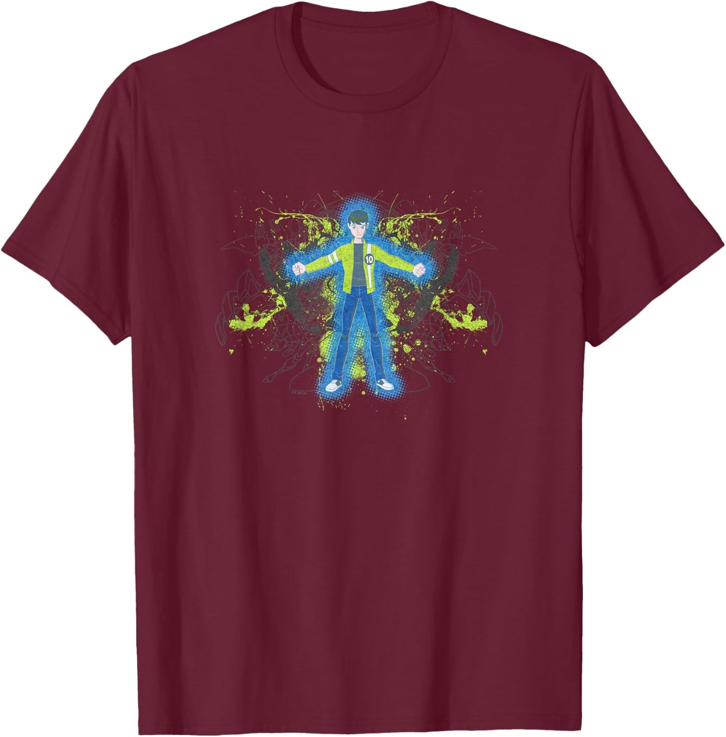 Ben 10: Alien Force Ben Tennyson Hero Time Silhouettes Retro T-Shirt - T-Shirt | Maroon