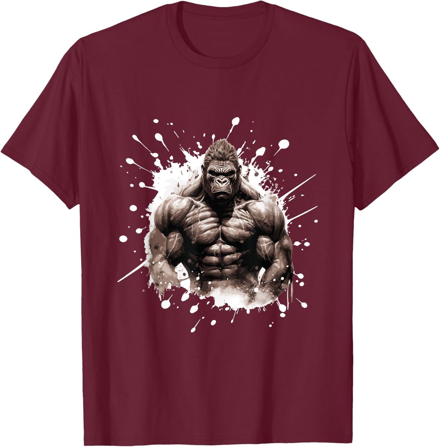 Gorilla with Muscles | Workout Gym Bodybuilding T-Shirt - T-Shirt | Maroon