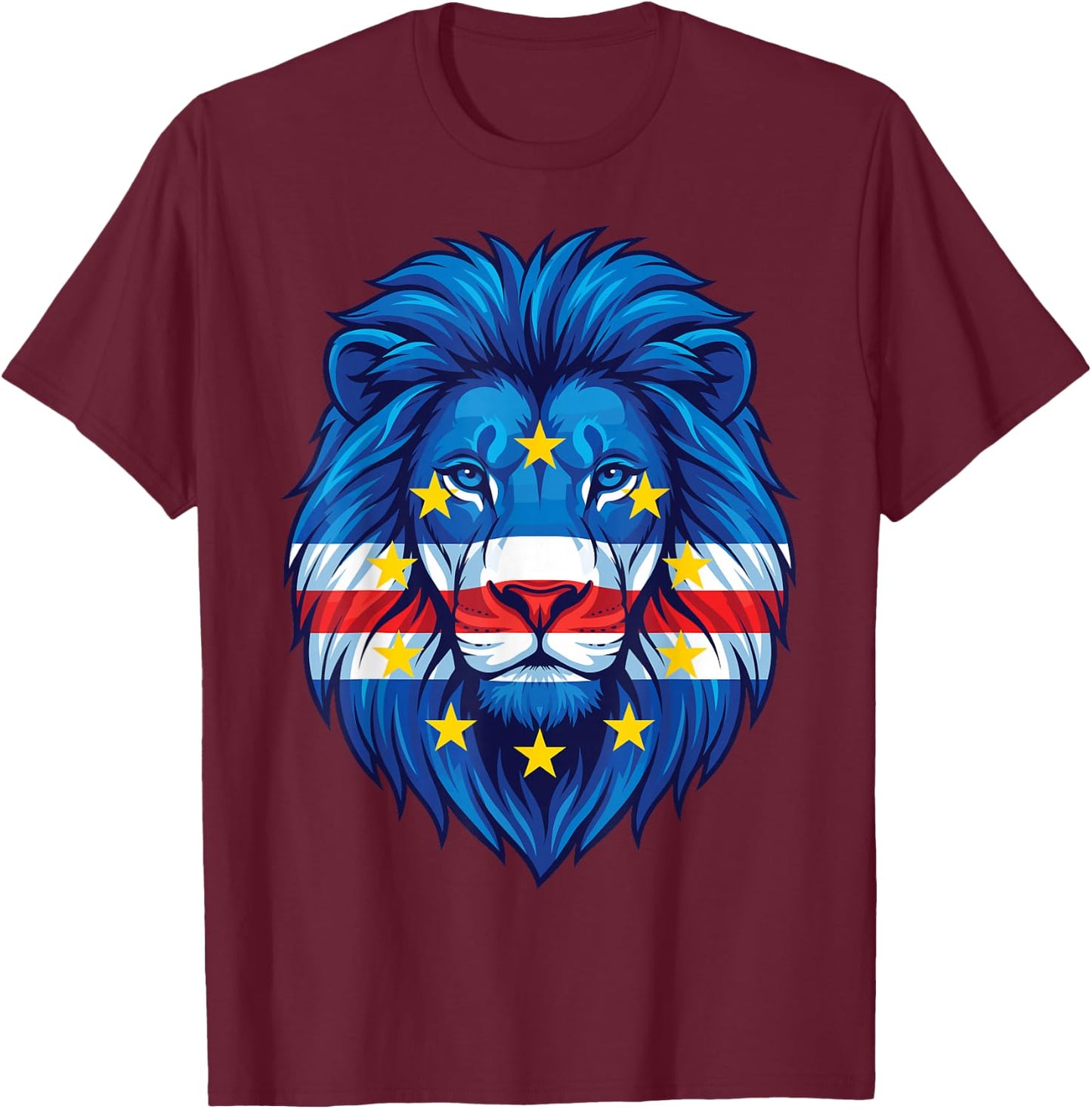 Cape Verde Flag Lion, Cape Verdean Flag, Cabo Verde T-Shirt - T-Shirt | Maroon