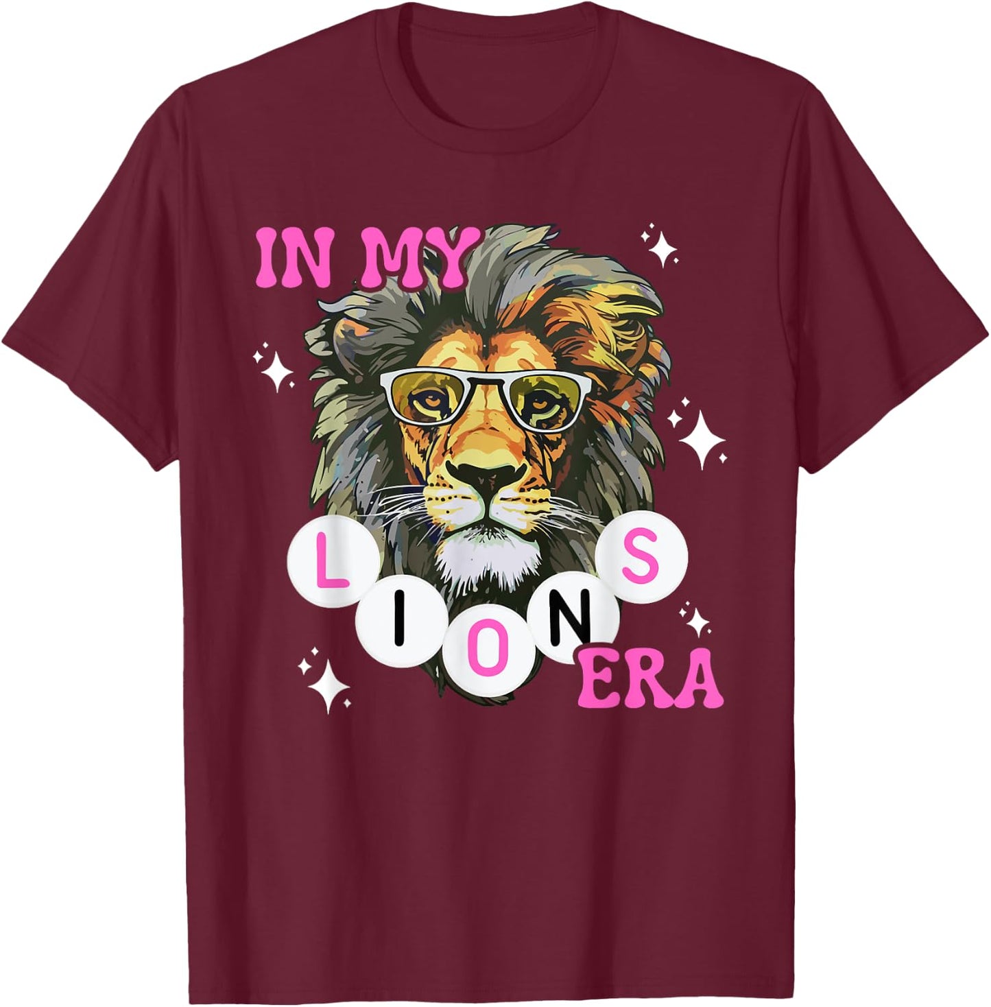 In My Lions Era Team Squad Back to School Mascot Spirit Game T-Shirt - T-Shirt | Maroon