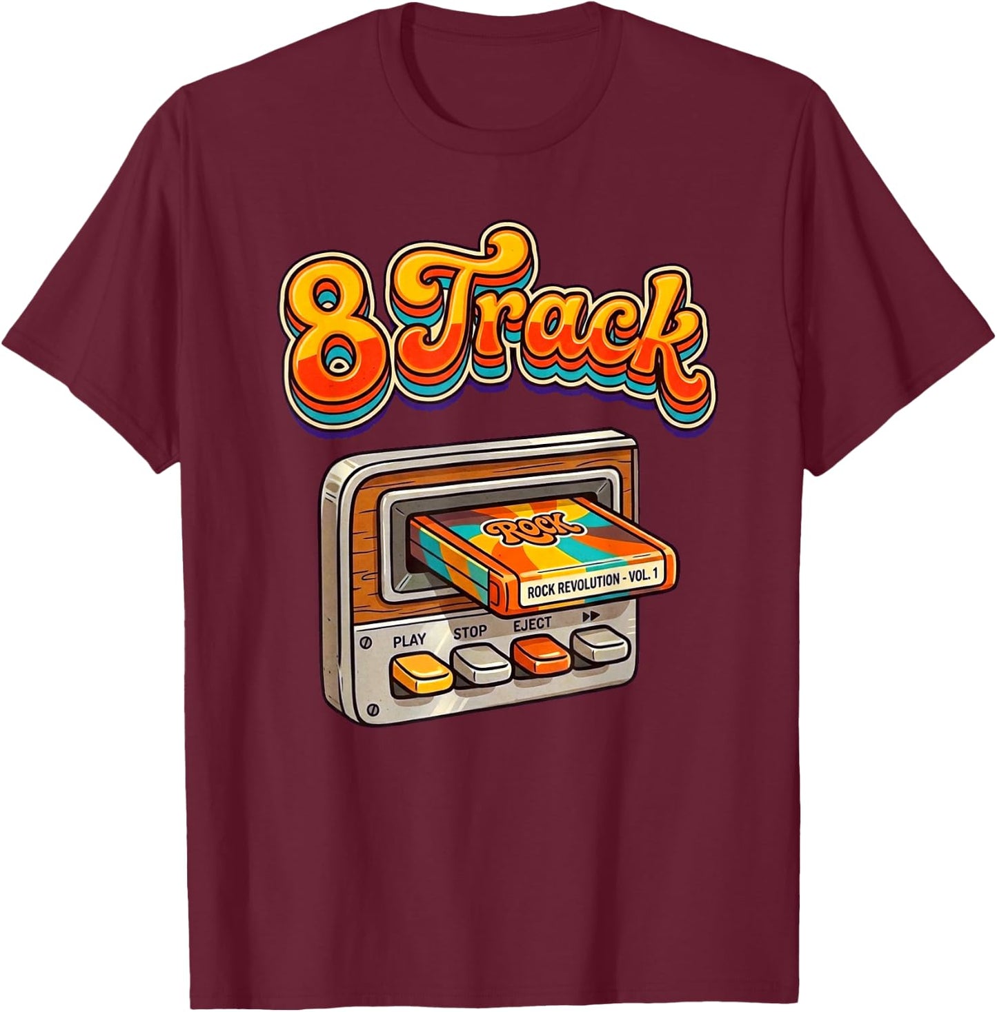 70s 8-Track Retro Vintage T-Shirt - T-Shirt | Maroon
