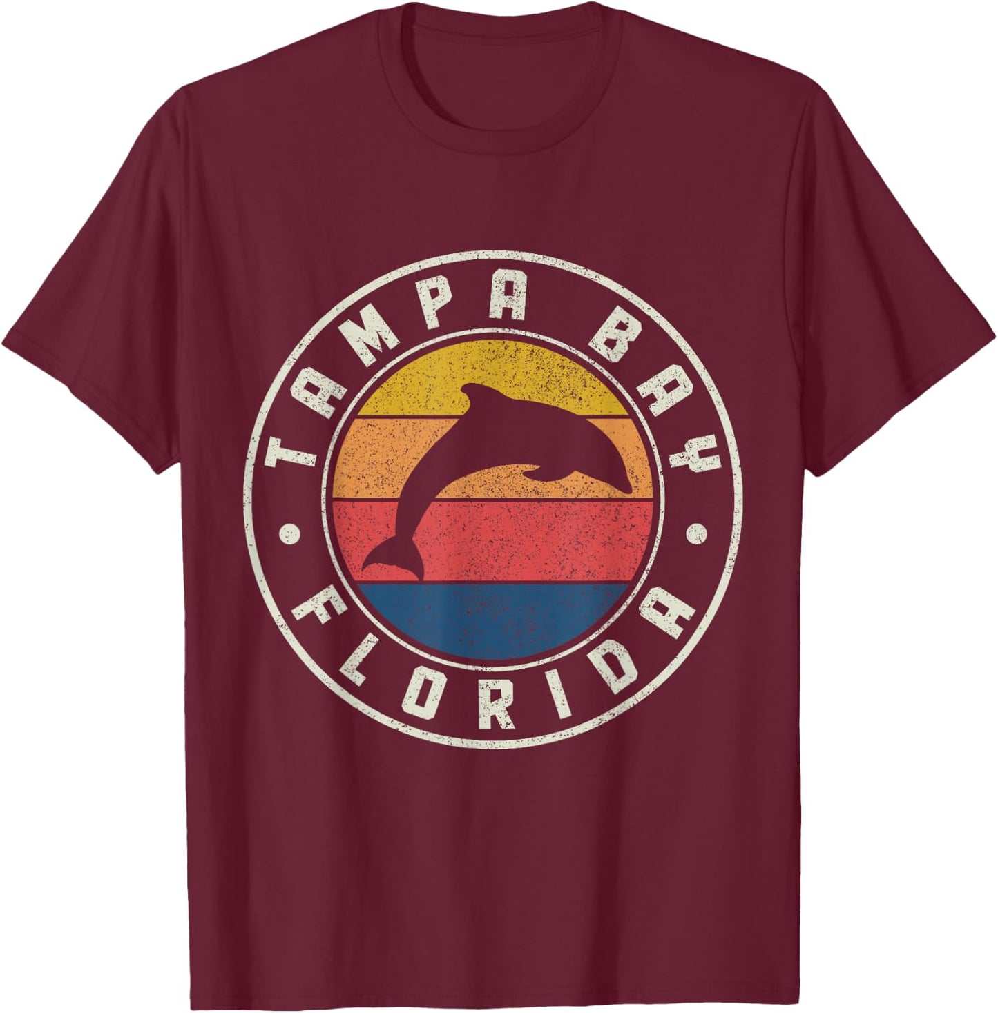 Tampa Bay Florida Dolphin Surfer Souvenir Vintage T-Shirt - T-Shirt | Maroon