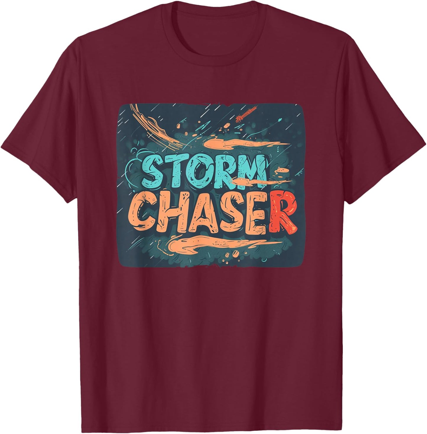 Multicolor Storm Chaser Costume for Adults and Kids T-Shirt - T-Shirt | Maroon
