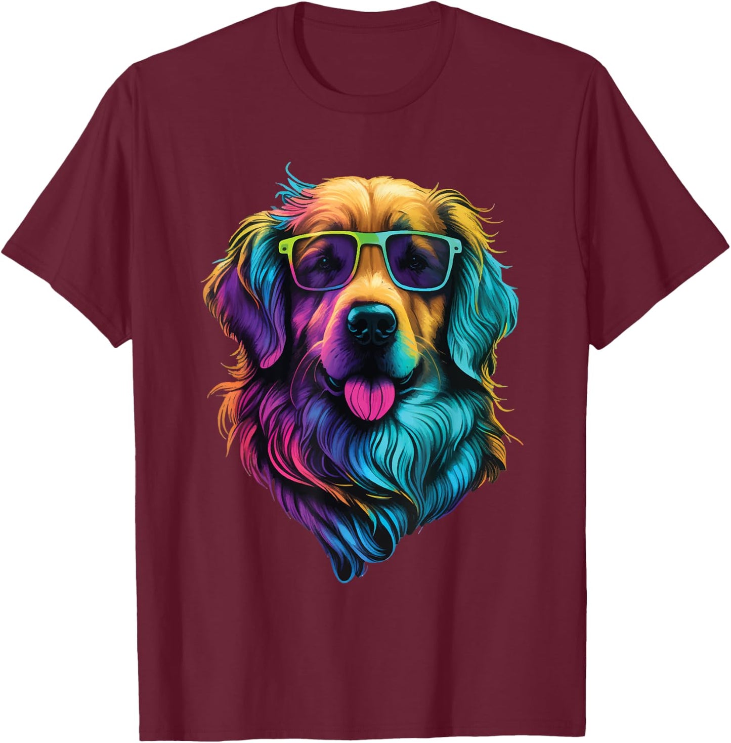 Colorful Golden Retriever Art - Dog Owner Canine Lover T-Shirt - T-Shirt | Maroon