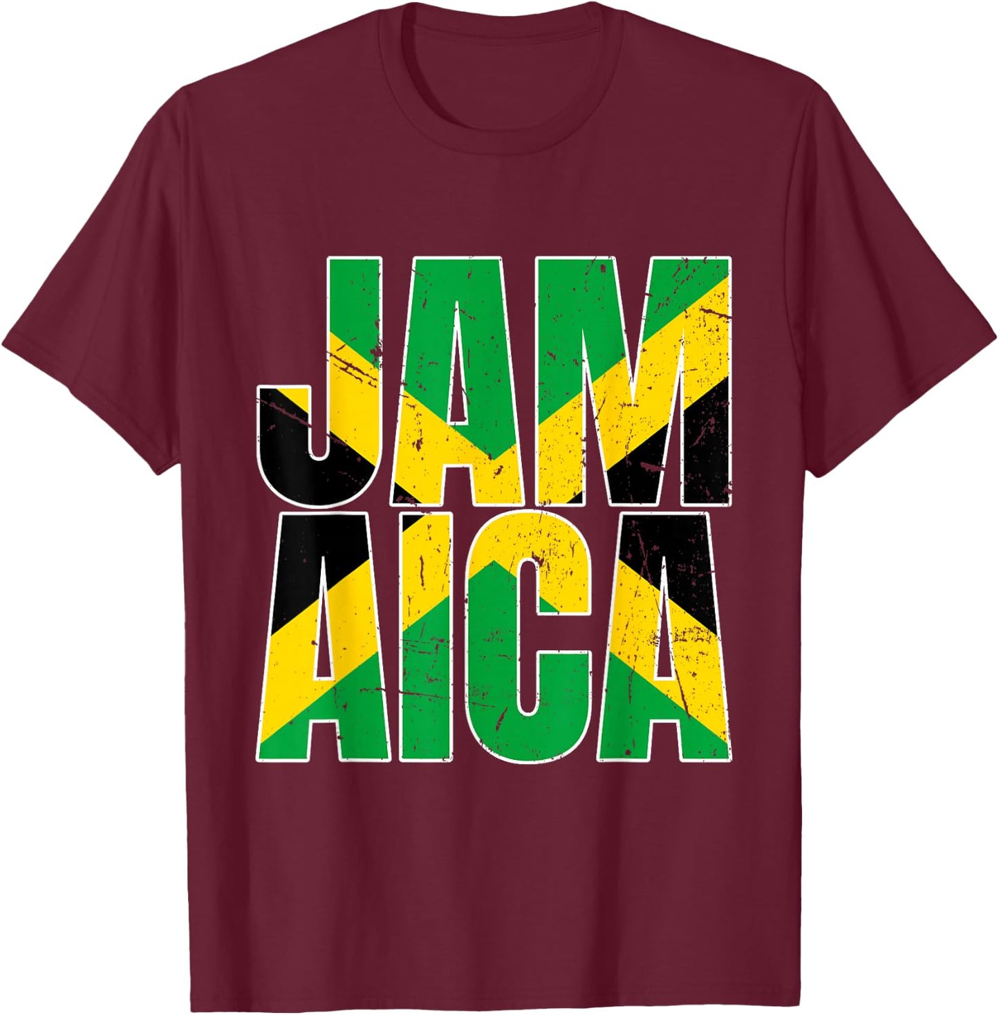 Jamaika-Flagge, Retro-Design, stolz, jamaikanisch, Herren, Damen, Kinder T-Shirt - T-Shirt | Maroon