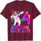 Dabbing Unicorn 4 Year Old 4th Birthday Girl Unicorn Party T-Shirt - T-Shirt | Maroon