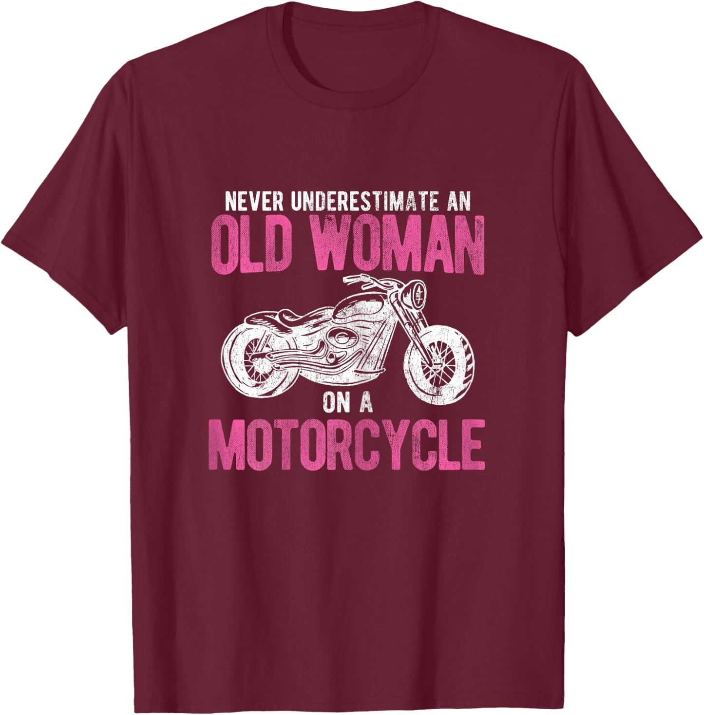 Bike Rider Old Woman On A Motorcycle T-Shirt - T-Shirt | Maroon