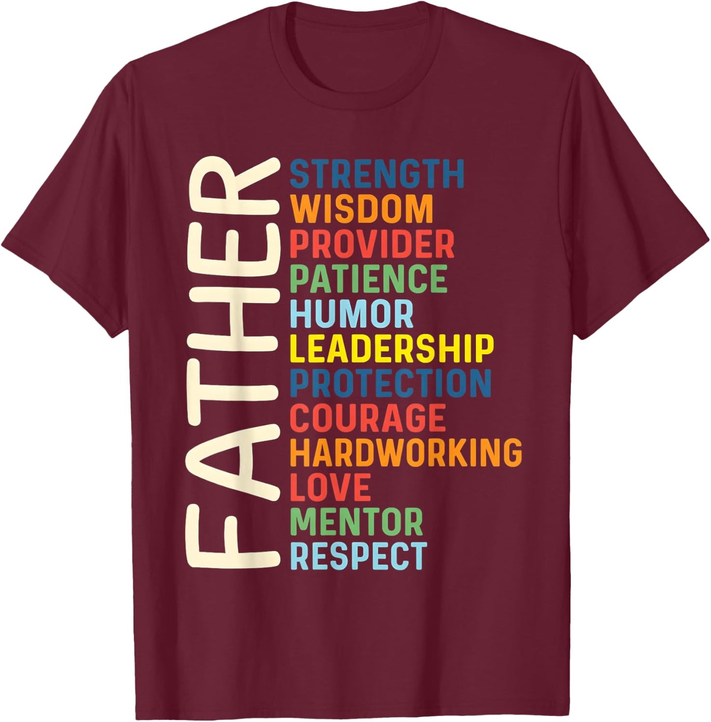 Strength Wisdom Love Inspirational Dad Fathers Day Saying T-Shirt - T-Shirt | Maroon
