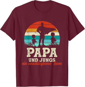 Team Papa Zwei Söhne Kinder Jungs Vatertag Bester Super Papa T-Shirt - T-Shirt | Maroon