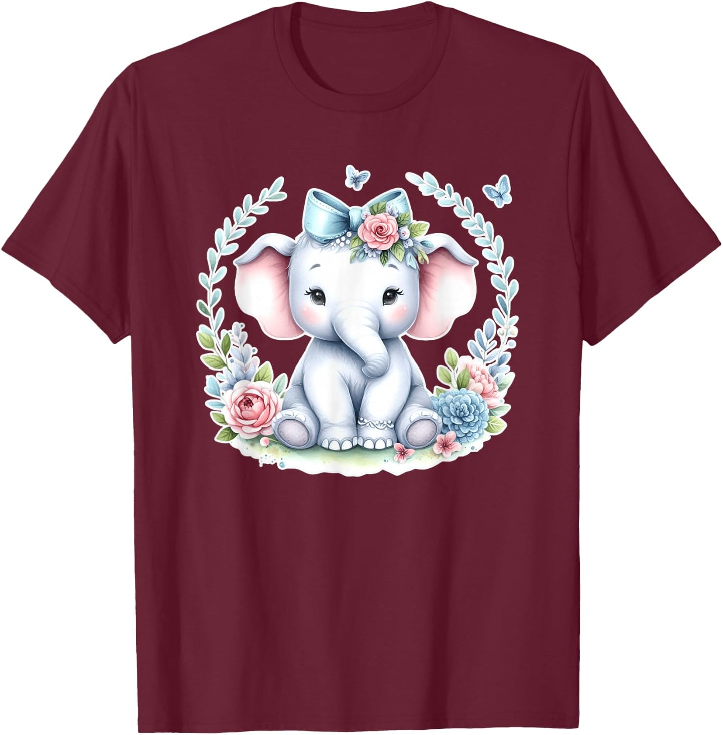 Elephant | Cute Baby Elephant T-Shirt - T-Shirt | Maroon