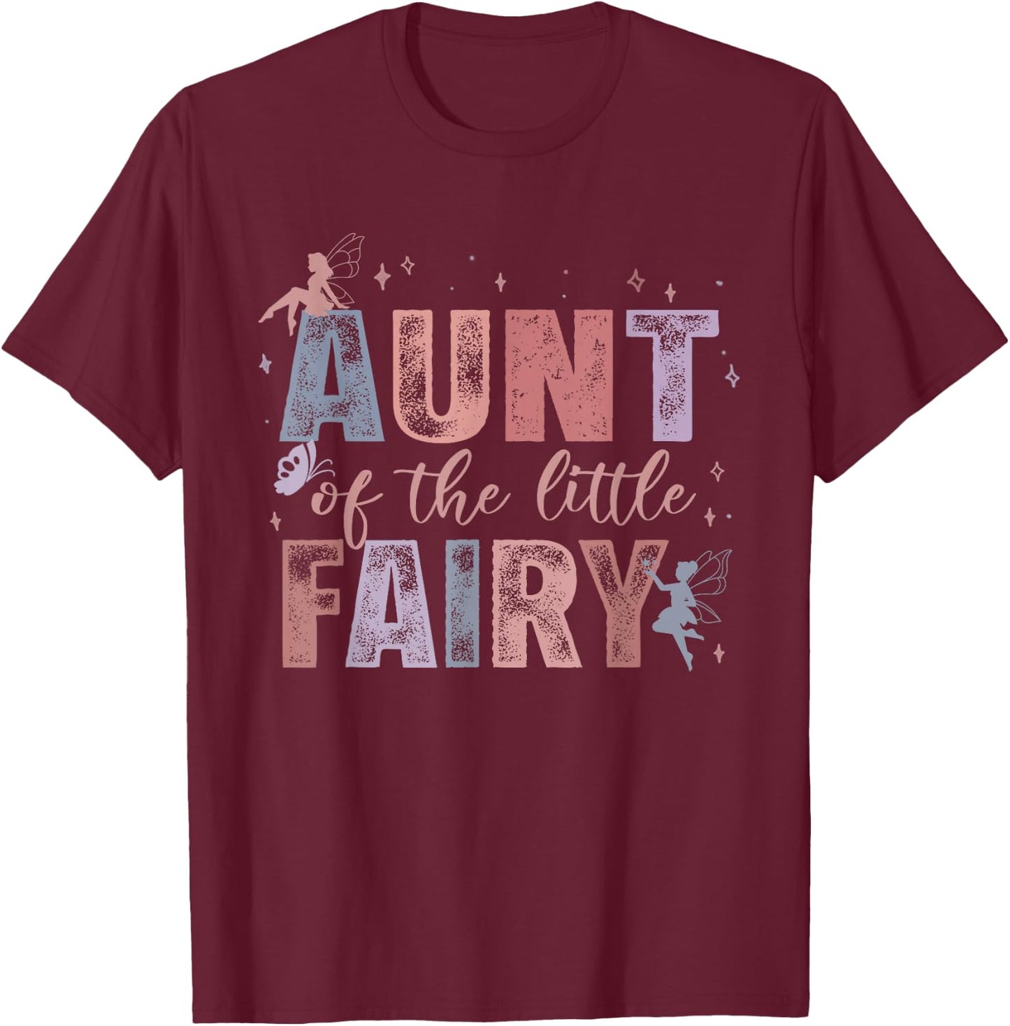 Aunt of The Little Fairy 1St Birthday Girl Fairytale T-Shirt - T-Shirt | Maroon