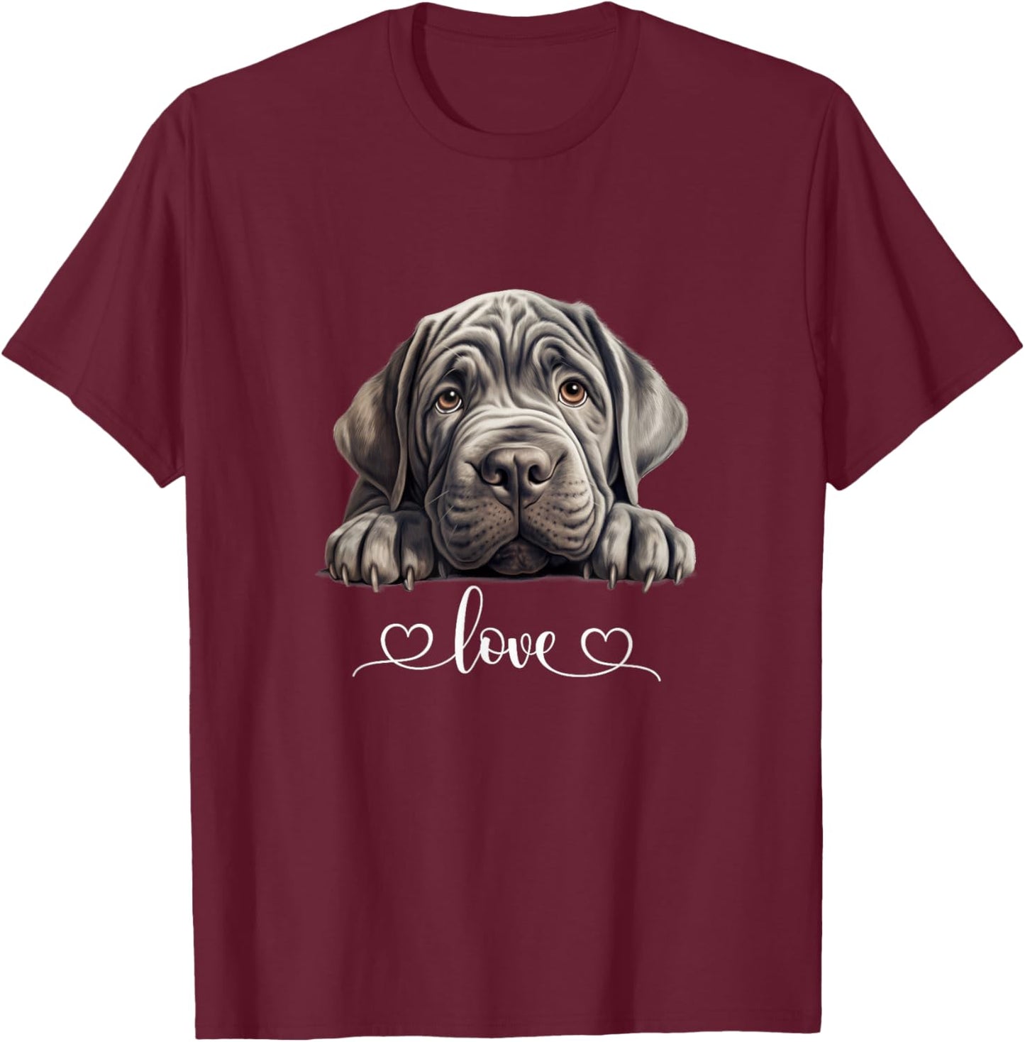 Cute Dog Graphic Love Neapolitan Mastiff Dog T-Shirt - T-Shirt | Maroon