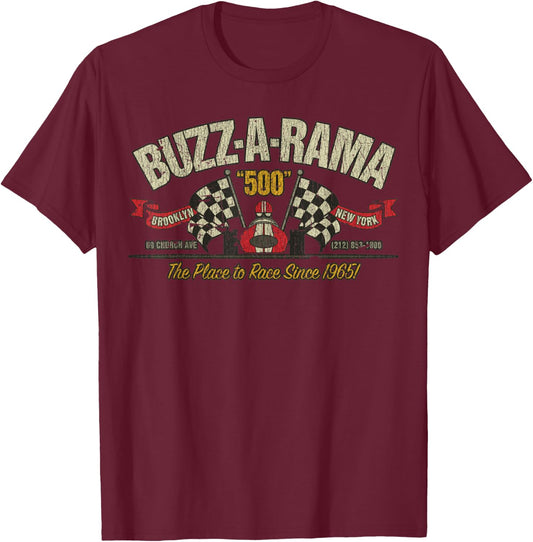 Vintage Buzz-A-Rama 1965 Retro 60s Car NYC Lover T-Shirt - T-Shirt | Maroon