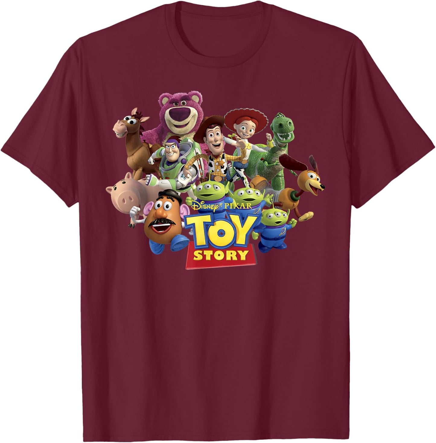 Disney Pixar Toy Story Buzz Woody & Jessie Toys Running T-Shirt - T-Shirt | Maroon