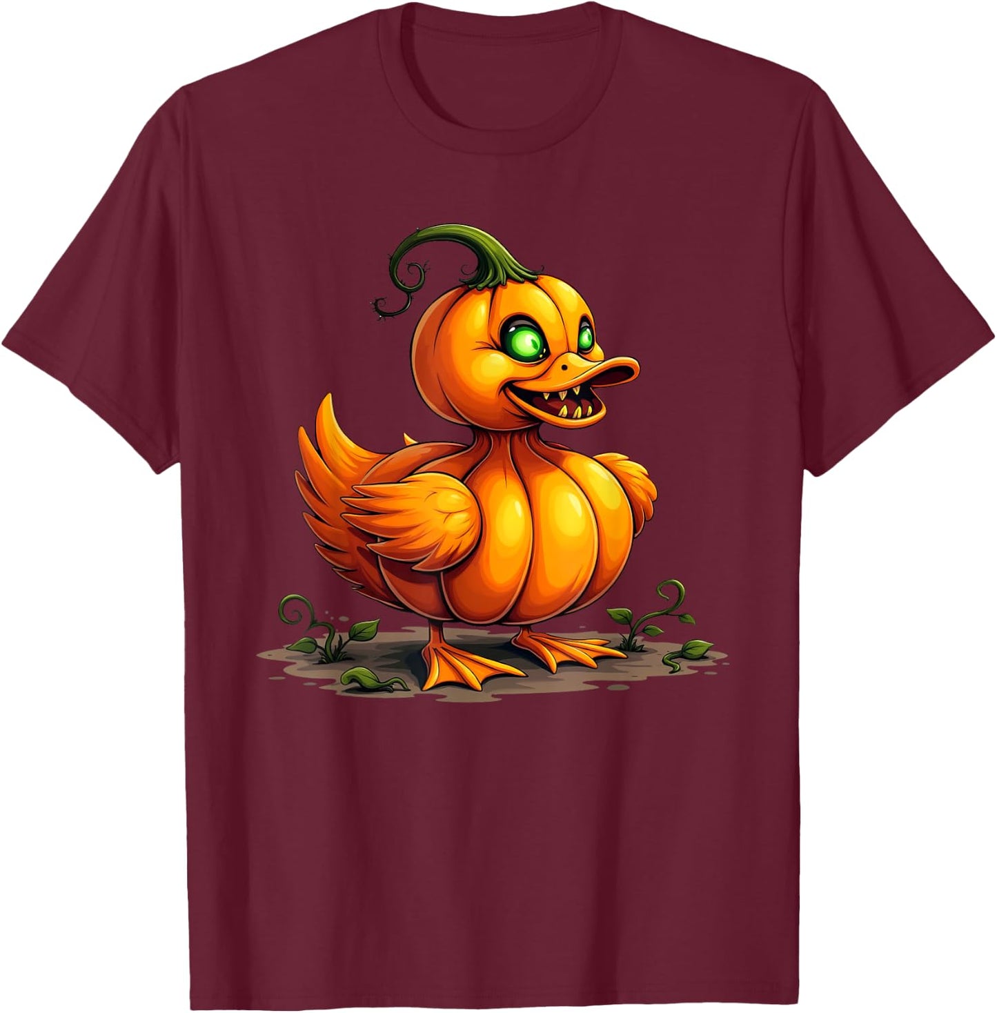 Scary Duck Pumpkin Funny Halloween Kids T-Shirt - T-Shirt | Maroon