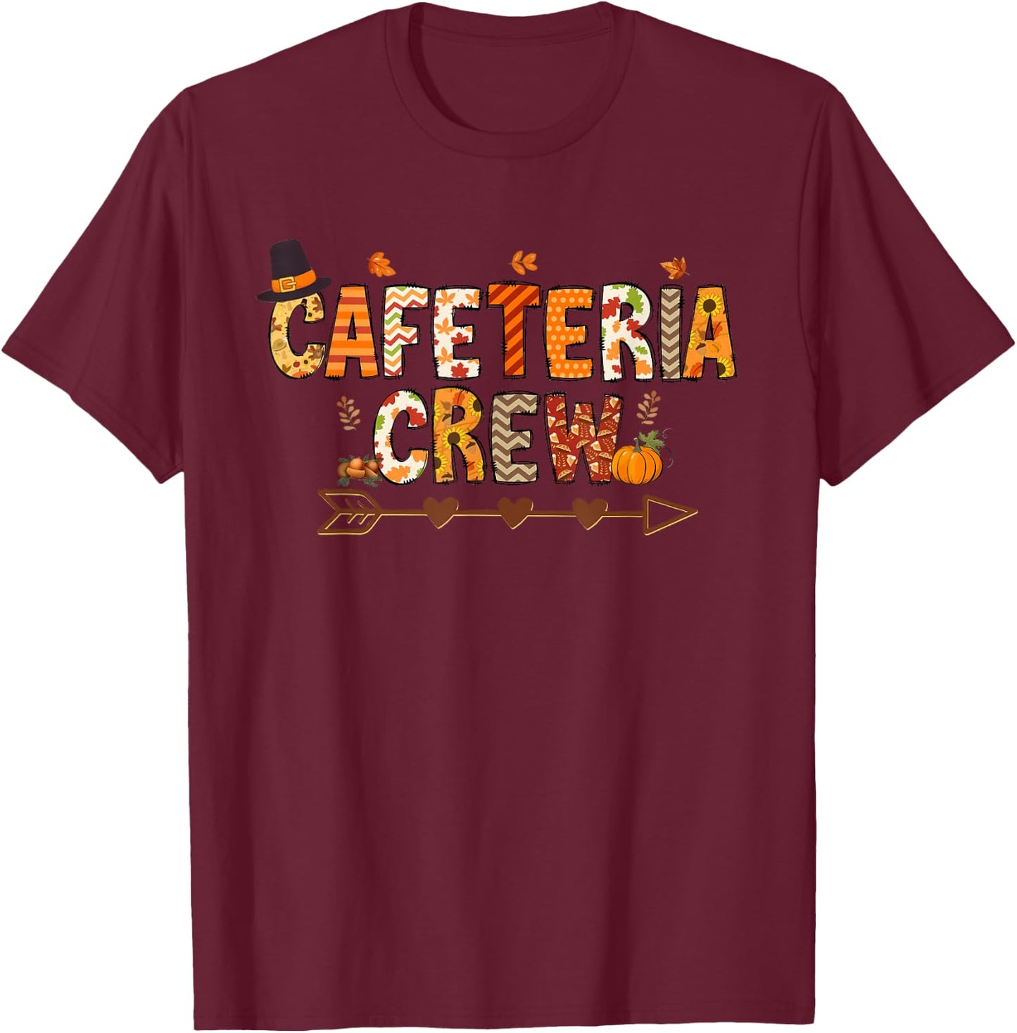 Thankful Lunch Squad Cafeteria Crew Fall Autumn Thanksgiving T-Shirt - T-Shirt | Maroon