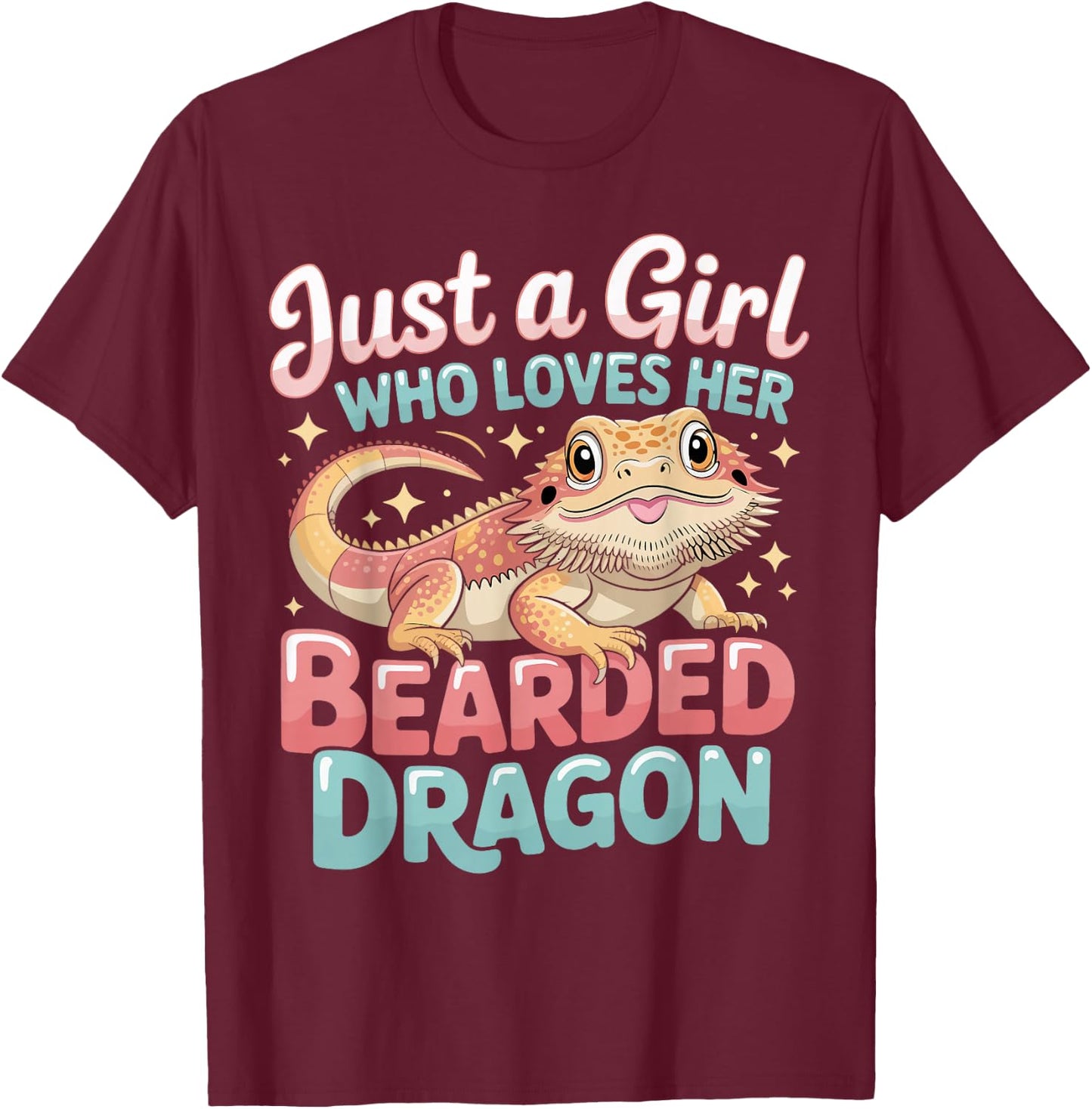 Just a Girl Who Loves Her Bearded Dragon Gifts Girls Women T-Shirt - T-Shirt | Maroon