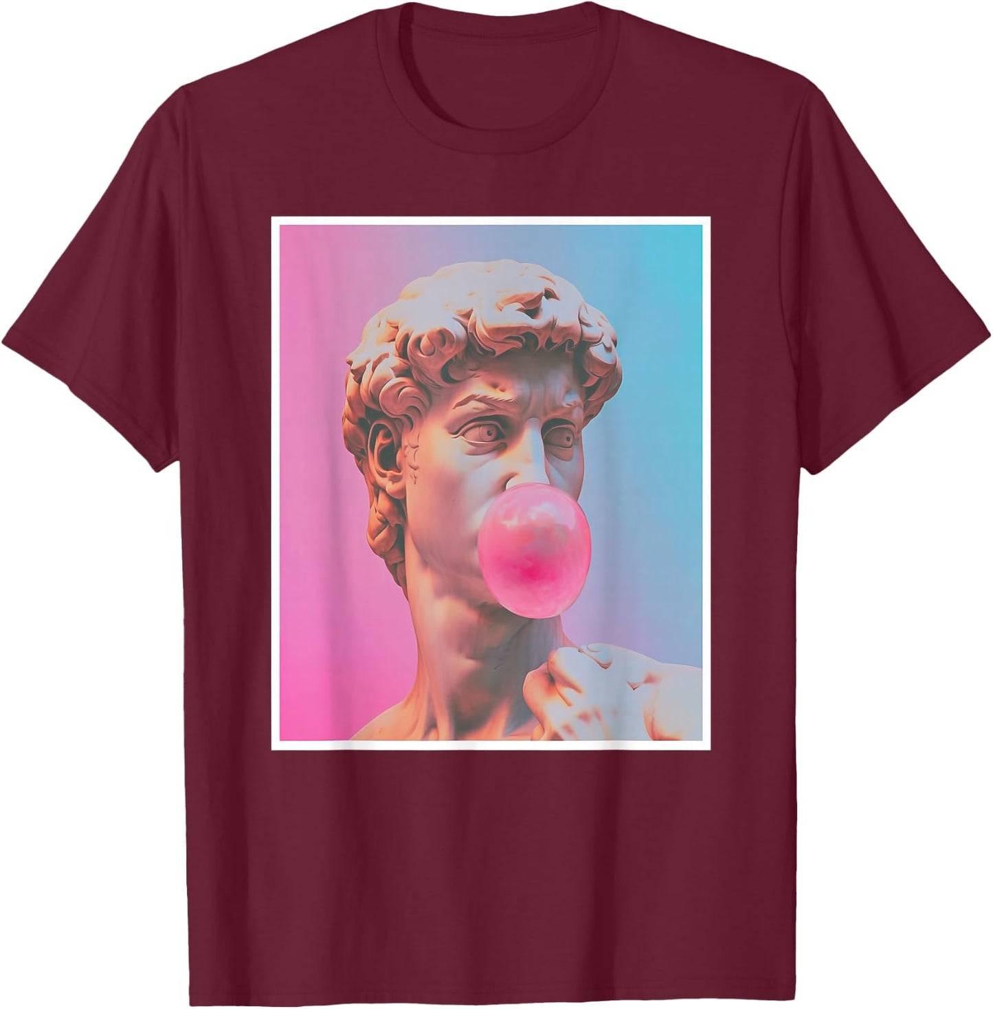 David Michelangelo Renaissance Statue Bubblegum Pop Art T-Shirt - T-Shirt | Maroon