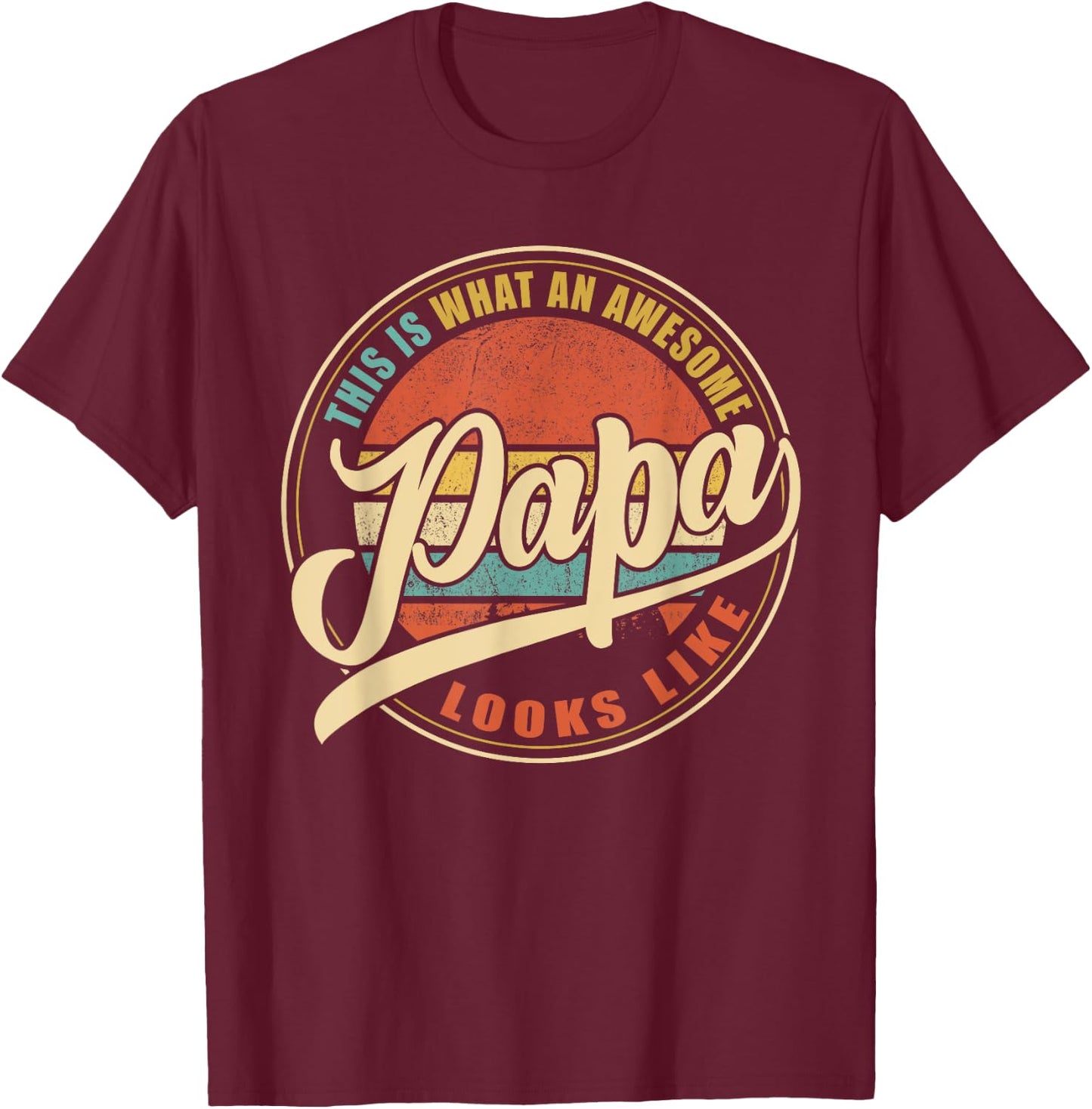 Men's Awesome Vintage Dad, Papa, Grandpa Black - Classic Fit, Short Sleeve T-Shirt - T-Shirt | Maroon