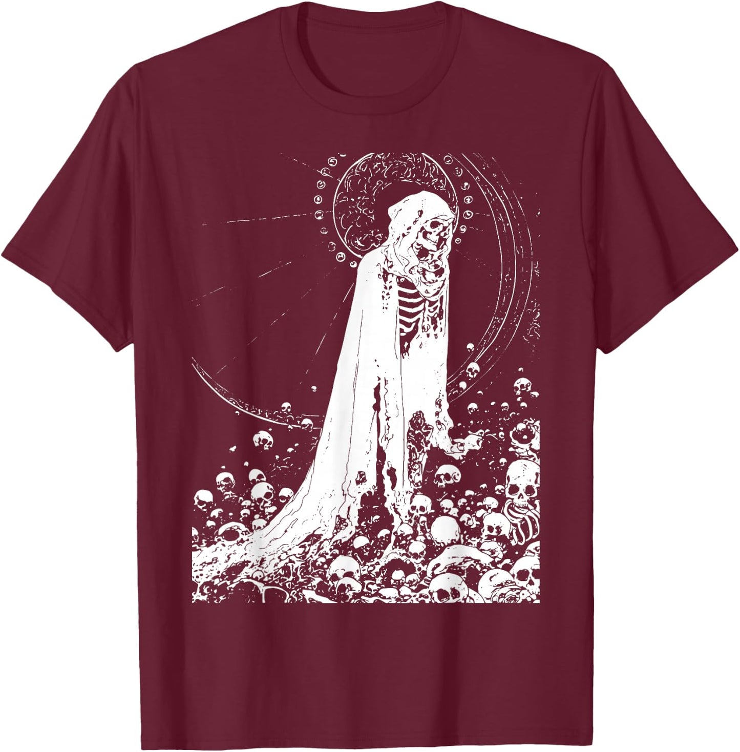 Skull Doom Metal Black Metal Gothic Grunge Occult Satanic , black T-Shirt - T-Shirt | Maroon