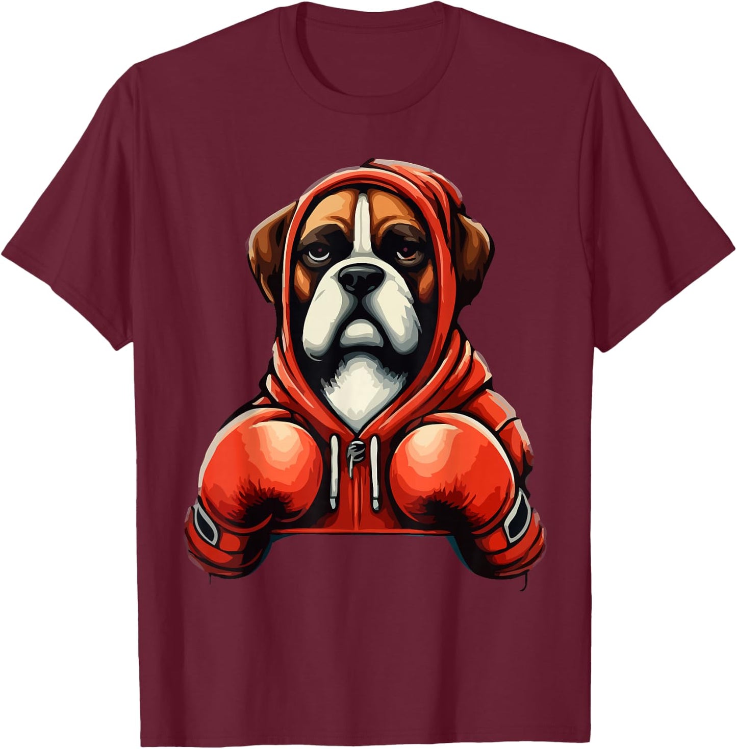 Funny Kickboxing or Boxing Boxer Dog T-Shirt - T-Shirt | Maroon