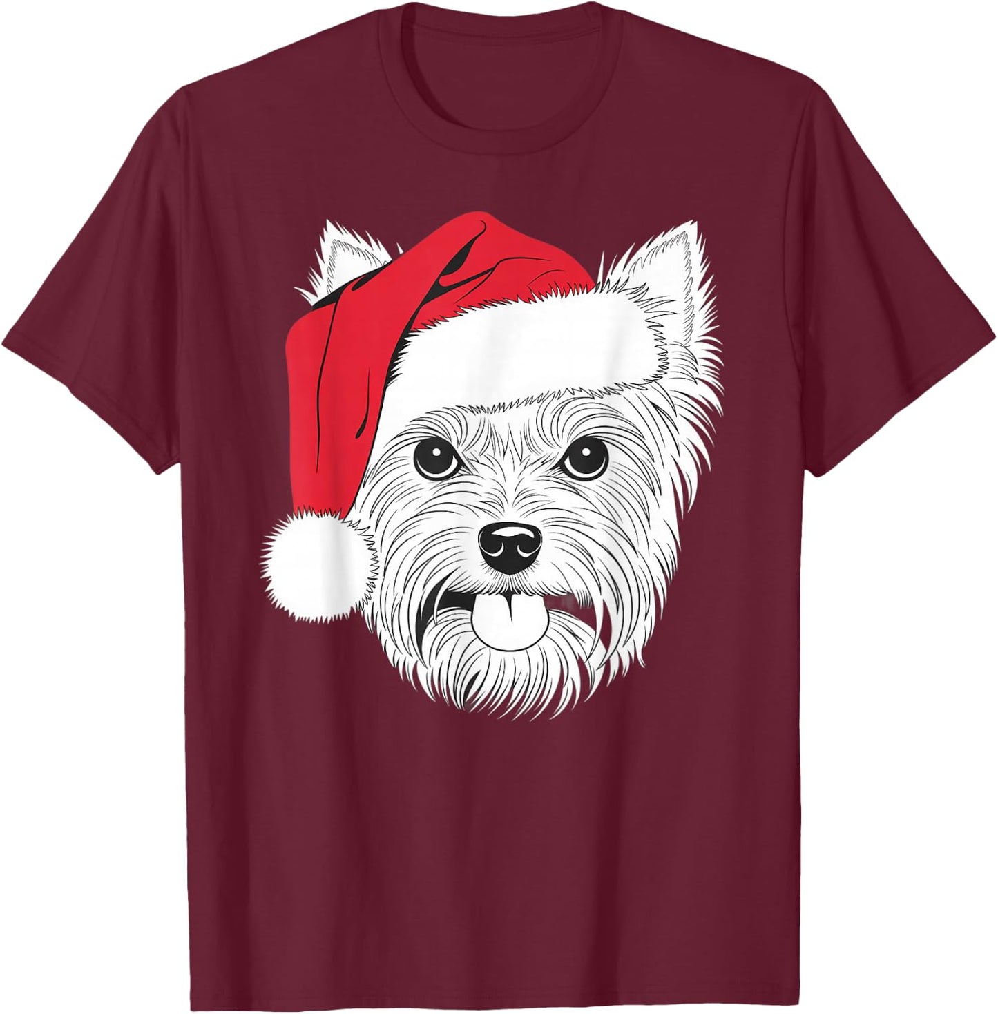 Joyful Yorkie Santa Dog on Yorkshire Terrier Christmas Women Kids T-Shirt - T-Shirt | Maroon