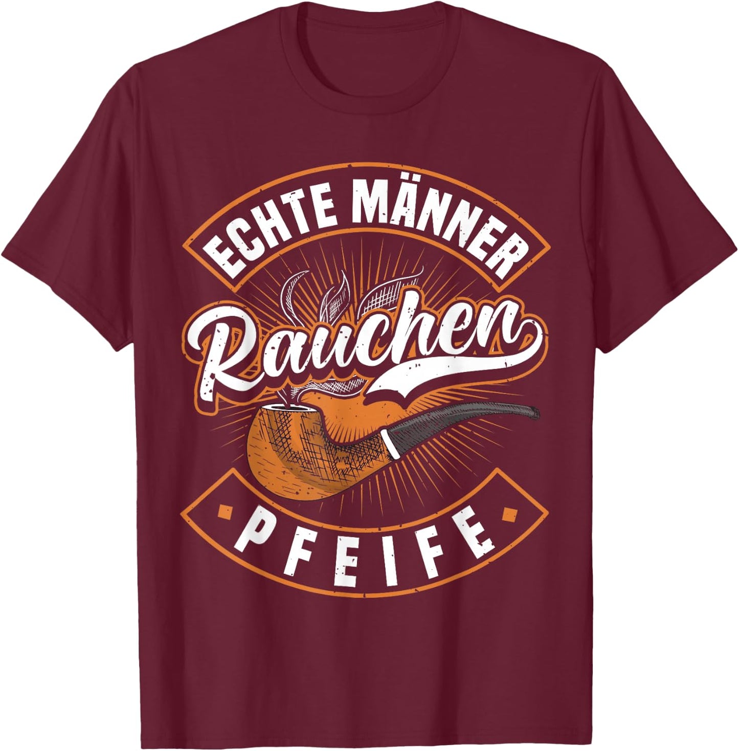 Men's Pipe, Smoker, Real Men Smoking Pipe, Pipe Smoker T-Shirt - T-Shirt | Maroon
