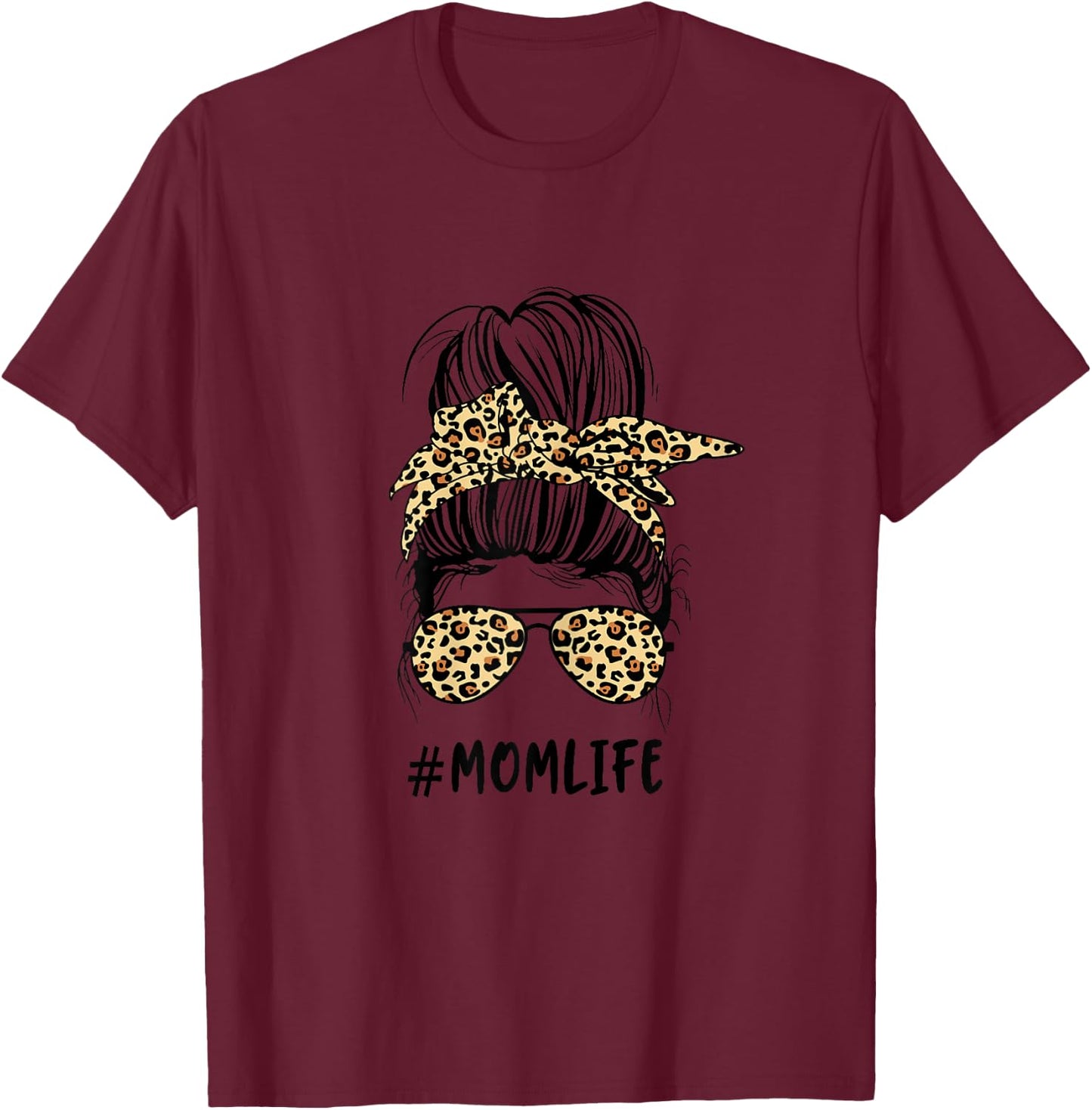 Super Mama Mom Life Leopard Muster Muttertag Beste Mama T-Shirt - T-Shirt | Maroon