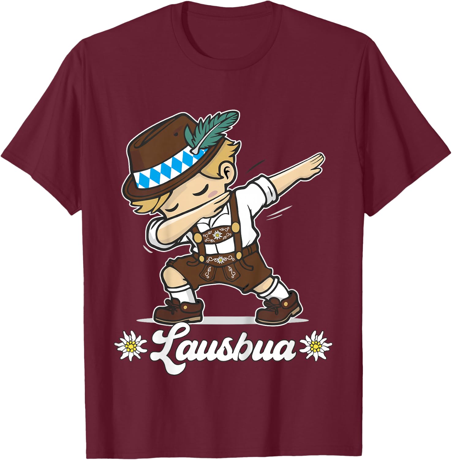 Lausbua Dabbing Bayerischer Junge Trachten Ersatz T-Shirt - T-Shirt | Maroon