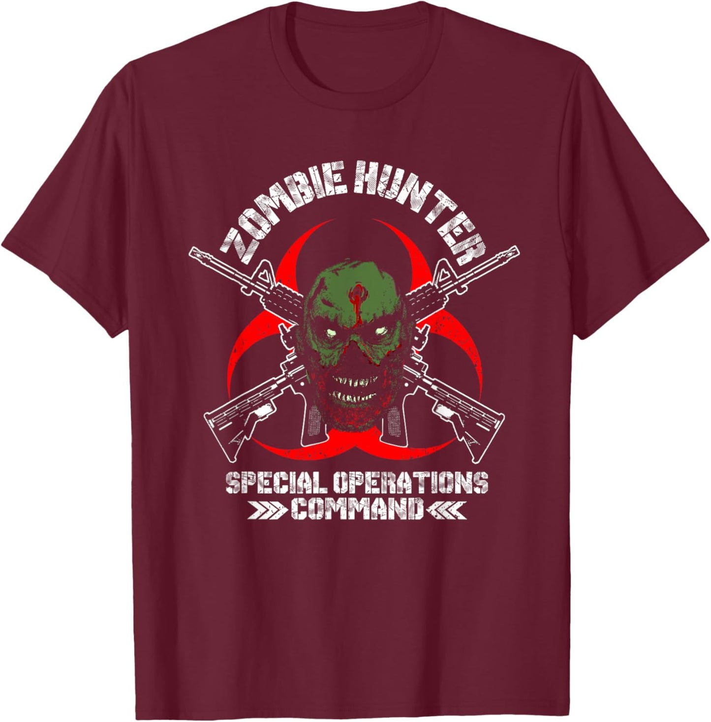 Zombie Hunter Special Operations Command T Shirt T-Shirt - T-Shirt | Maroon